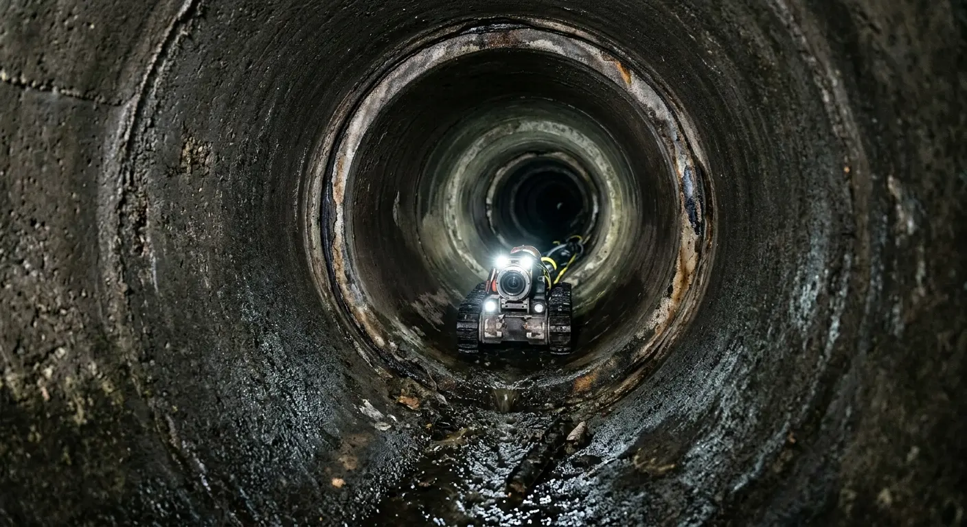 Robotic sewer camera inspecting pipe interior for Sewer Line Cleaning in Fruitland